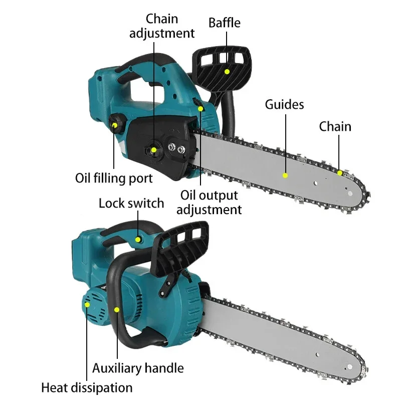 12 Inch Brushless Electric Chainsaw Cordless Lubricating Oil Chainsaw Lithium battery Wood Cutter Woodwork Garden Tools