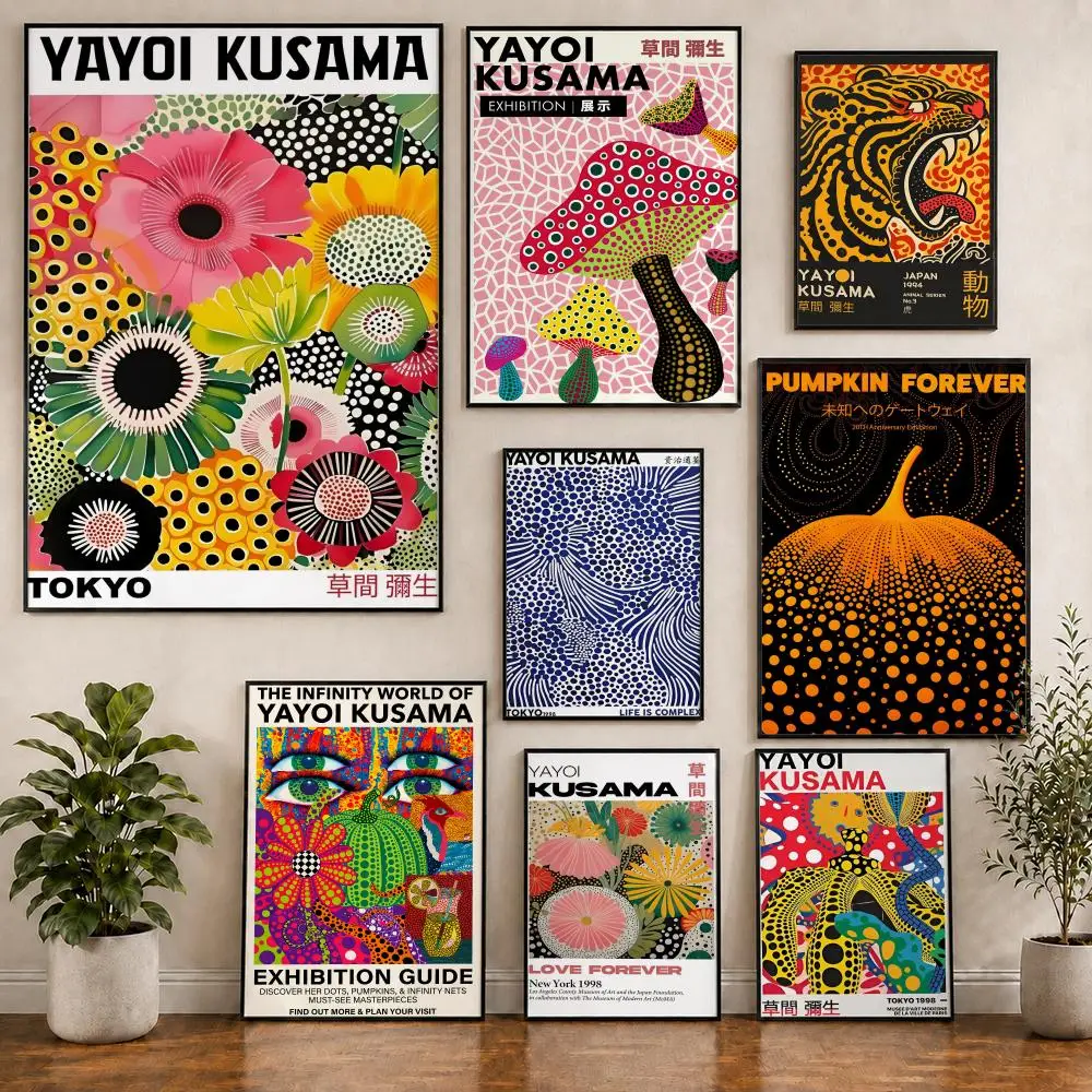 Yayoi Kusama Polka Dot Art Poster Pvc HD Peel and Stick Modern poster Home Office Living Room Dining Room Wall Decor