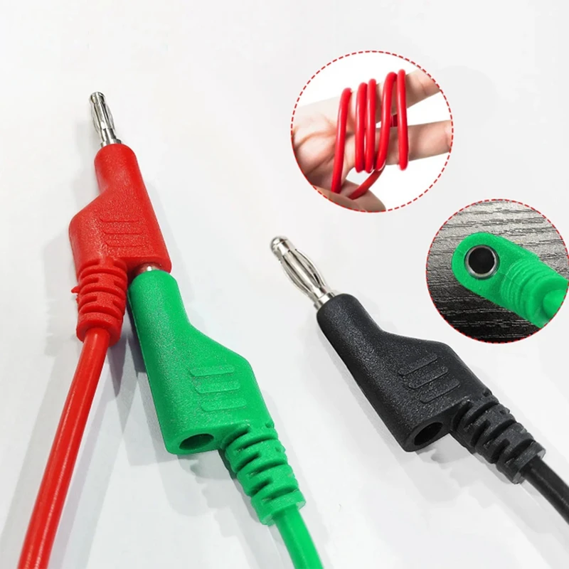 P1036 5PCS 4Mm Copper Banana Plug To Banana Plug Multimeter Test Leads Soft PVC Cable 1M Wire 1000V 15A