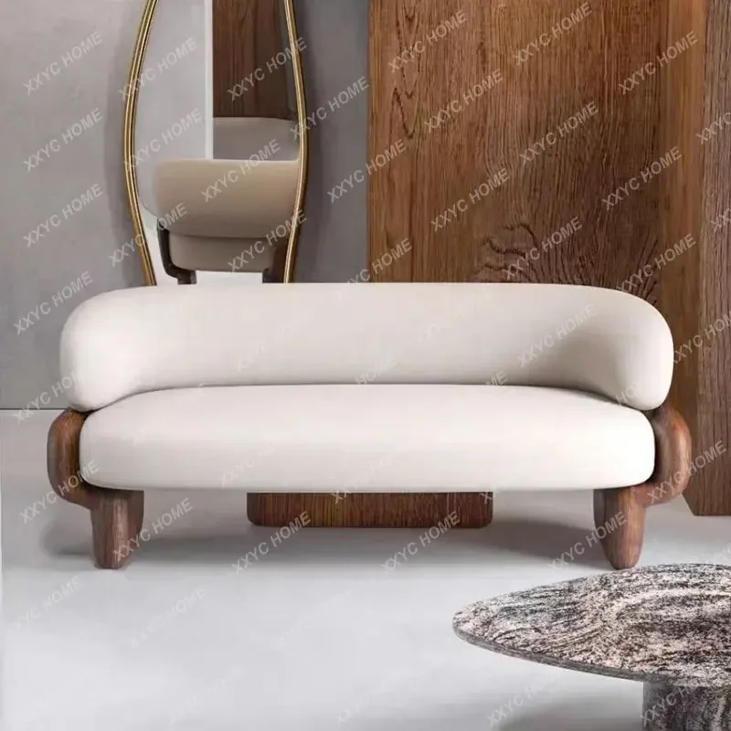 Second-Hand Living Room Fabric Sofa Chair New Chinese Style Art Leisure Chair Sales Office Two or Three Person Discussion Sofa