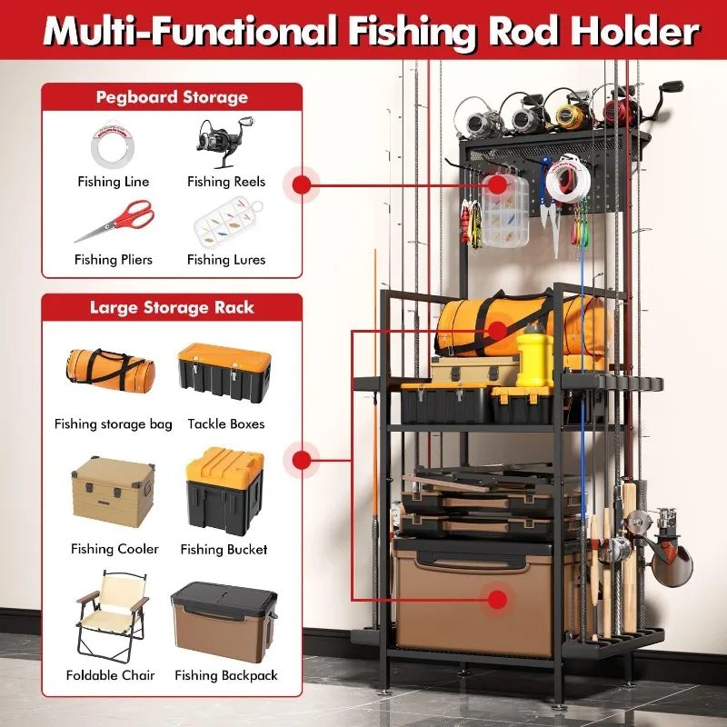 

Movable fishing rod storage rack Multi-layer fishing gear rack Warehouse tool Thickened anti-dumping
