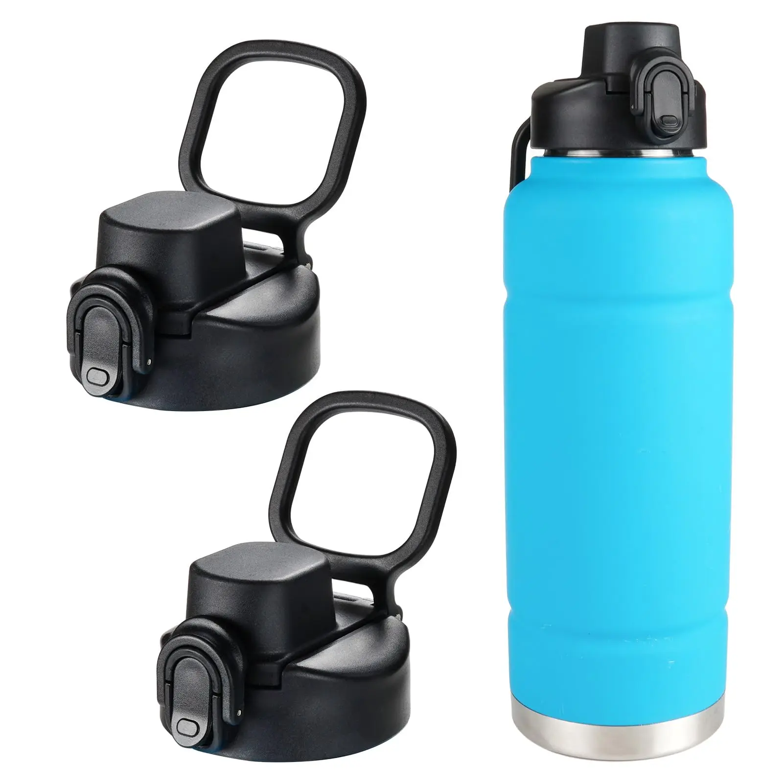 Auto Flip Lid for Wide Mouth Sports Water Bottle, Replacement Lid with Button Lock Spout Lid for HydroFlask Wide Mouth 12 18, 32