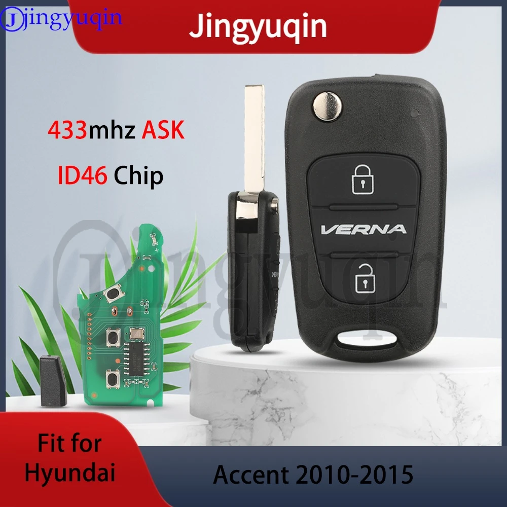 

Jingyuqin 433 МГц ASK ID46 чип 95430-1R110 RKE-4A01 откидной автомобильный дистанционный ключ 3 кнопки для Hyundai VERNA 2011-2013 складной брелок управления