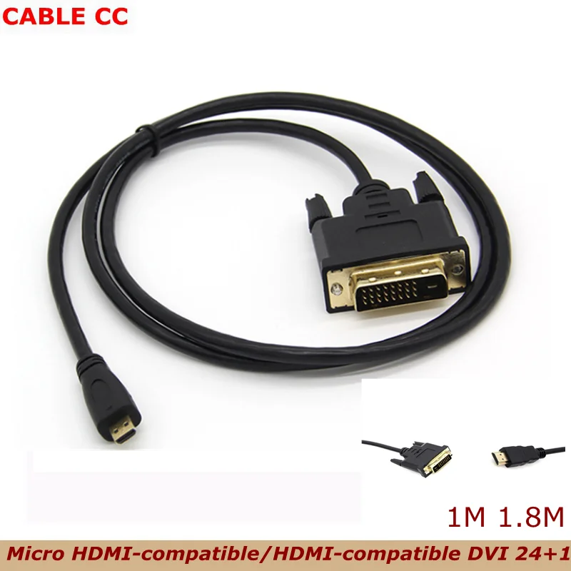 Hd hdmi-互換のマイクロhdmi-dsvi DVI-D 24ピンアダプターケーブル,LCD,1080p,DVD,hdtv xbox,ps3,1m,3ft,1.8m,6ft