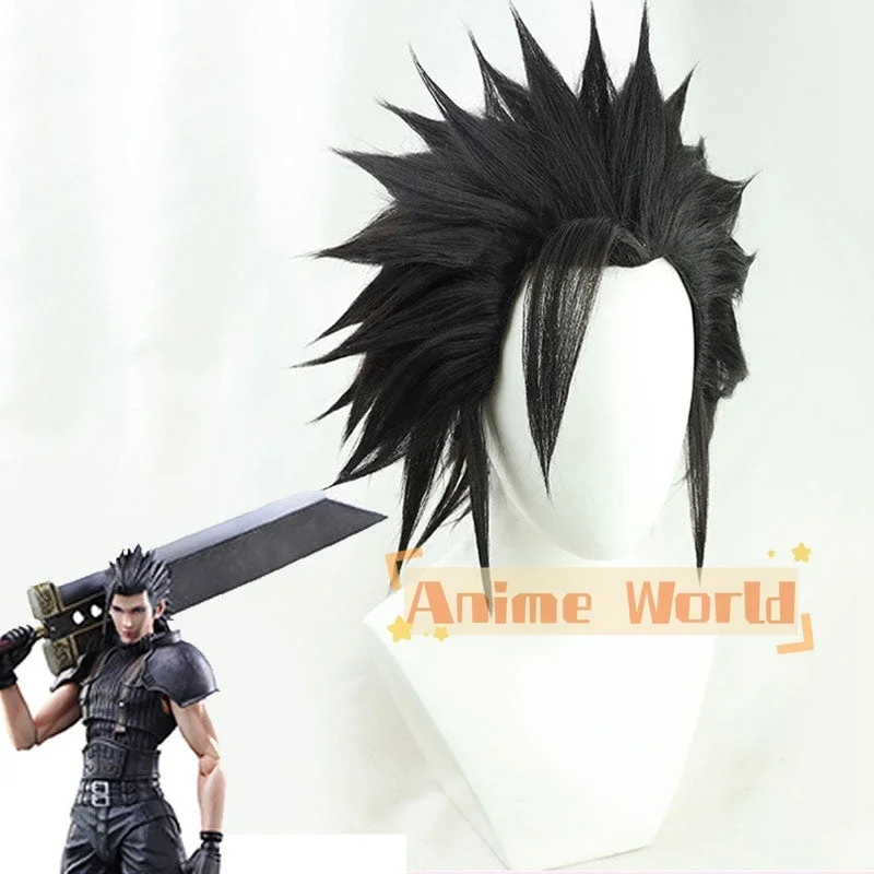 Final Fantasy VII Remake Zack Fair Black Cosplay Wig Halloween Synthetic Hair Heat