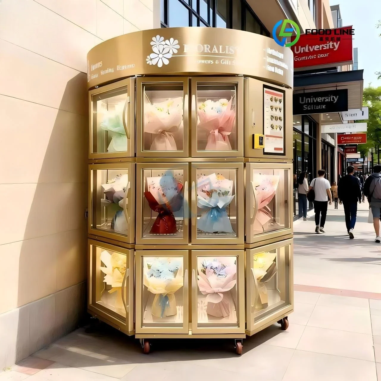 FL 24-Hour Automatic Fresh Flower Vending Machine Stainless Casing 12-Month Warranty for Flower Shops Customized
