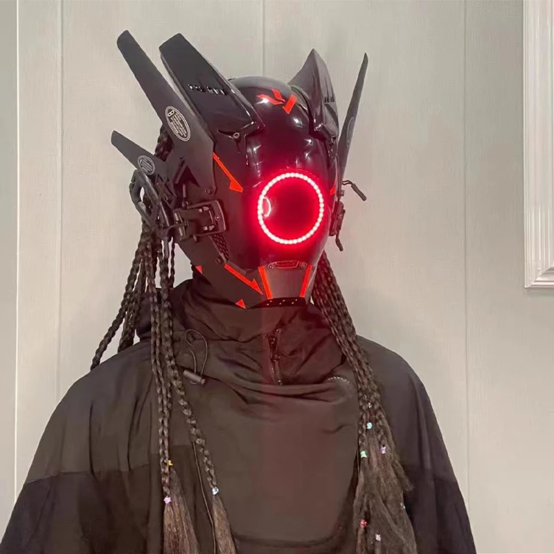 Led Cyberpunk Helm Gezichtsmasker Ritme Technologie Comic Display Cosplay Gloeiend Gezichtsveranderend Cool Masker Schietrekwisieten Decoratie