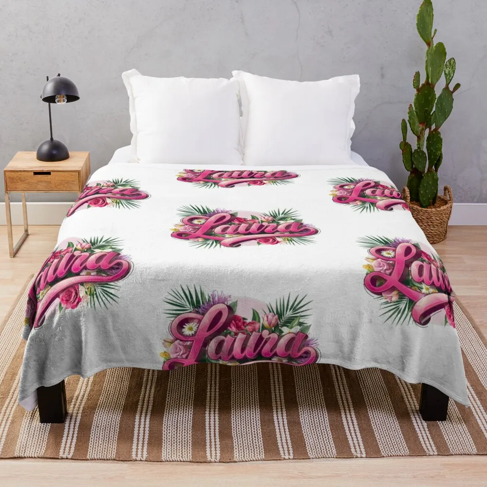 

Laura girl or woman name customized graphic Throw Blanket Decorative Sofa Sleeping Bag Summer Polar Blankets