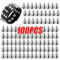 10/100pcs Cone Studs And Spikes Double Cap Rivets Stud Metal Punk Warhead Screw Round Nail Clothes Shoes Leather DIY Craft Tools