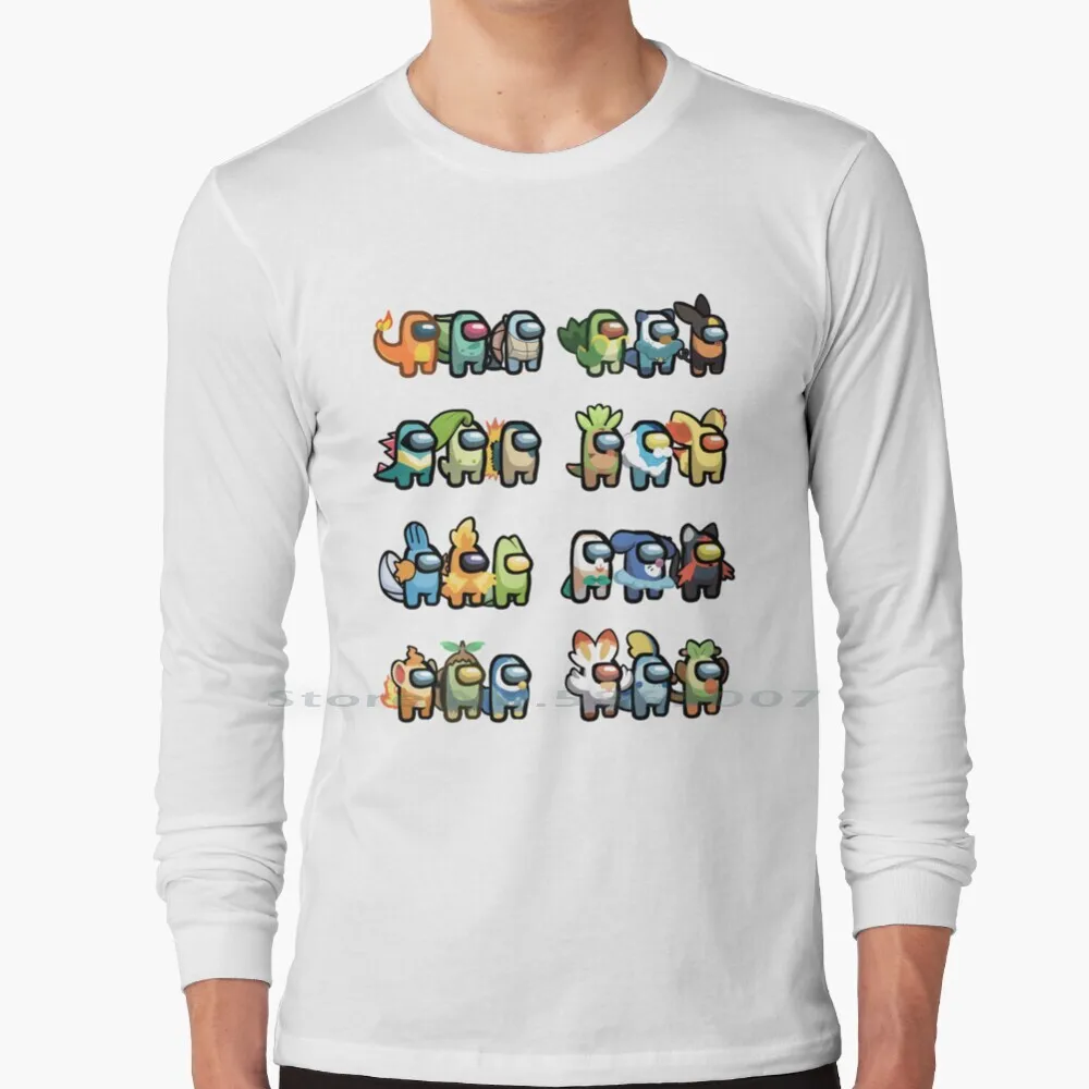 Sus Starters : Ultimate Starter Collection! 100% Cotton Long Sleeve T Shirt Totodile Chikorita Cyndaquil Mudkip Torchic Treecko