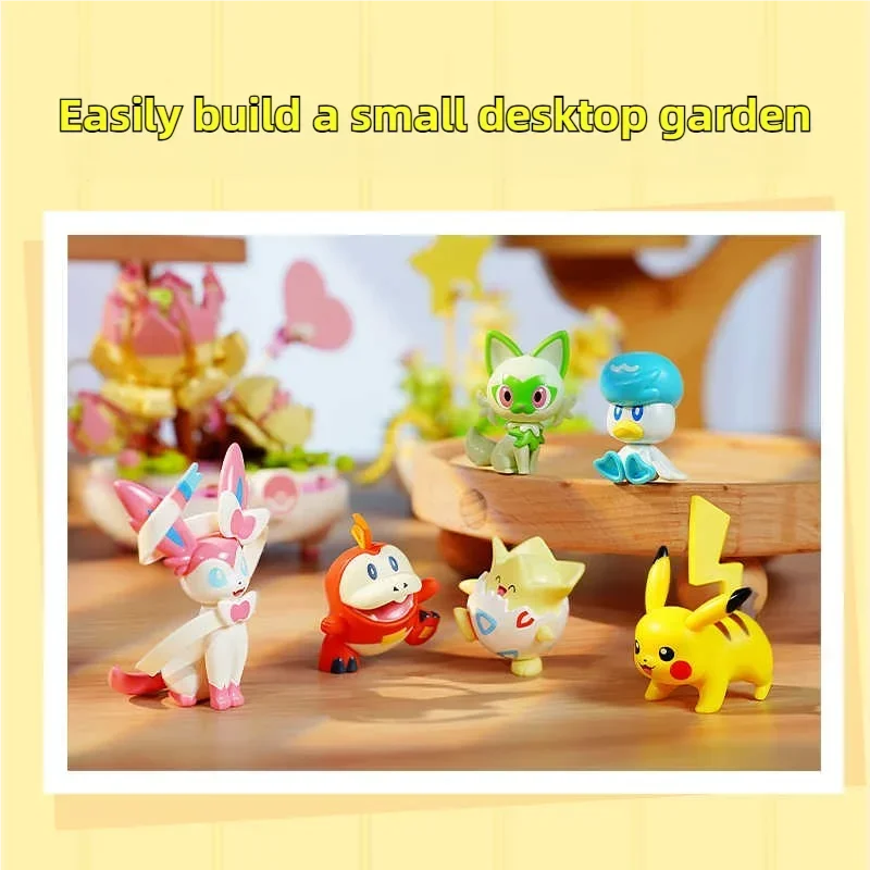 Pokemon Building Blocks Pikachu Togepi Sylveon Sprigatito Flower Plant Potted Bricks Collection Display DIY Toys Holiday Gifts