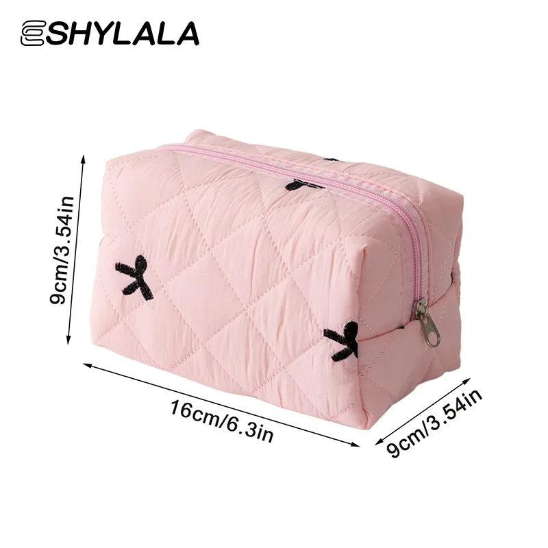 Cute Bow Tie Makeup Bag Aesthetic Makeup Organizer Travel Toiletry Pouch Portable Makeup Storage For Women