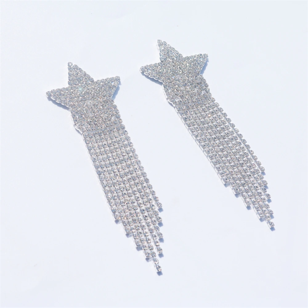 Fashion Women 1 Pair Rhinestone Star Nipple Covers Sexy Tassel Bra Sticker Breast Wear Nipple Pasties Reusable Chest Stickers