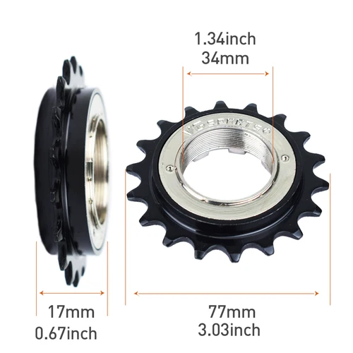 Imagen 2 del producto Rueda libre de bicicleta de marcha única VG SPORTS, Compatible con piezas de repuesto de buje libre roscado de 1/2 ''x 1/8'', 1 ud.