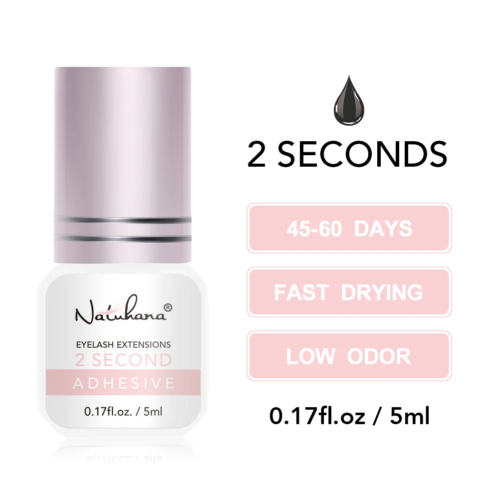 NATUHANA 5ml Wimpernverlängerungskleber 1S Schnelltrocknend Starker Halt Langanhaltend 5-7 Wochen Geruchsarm Professioneller Wimpernkleber