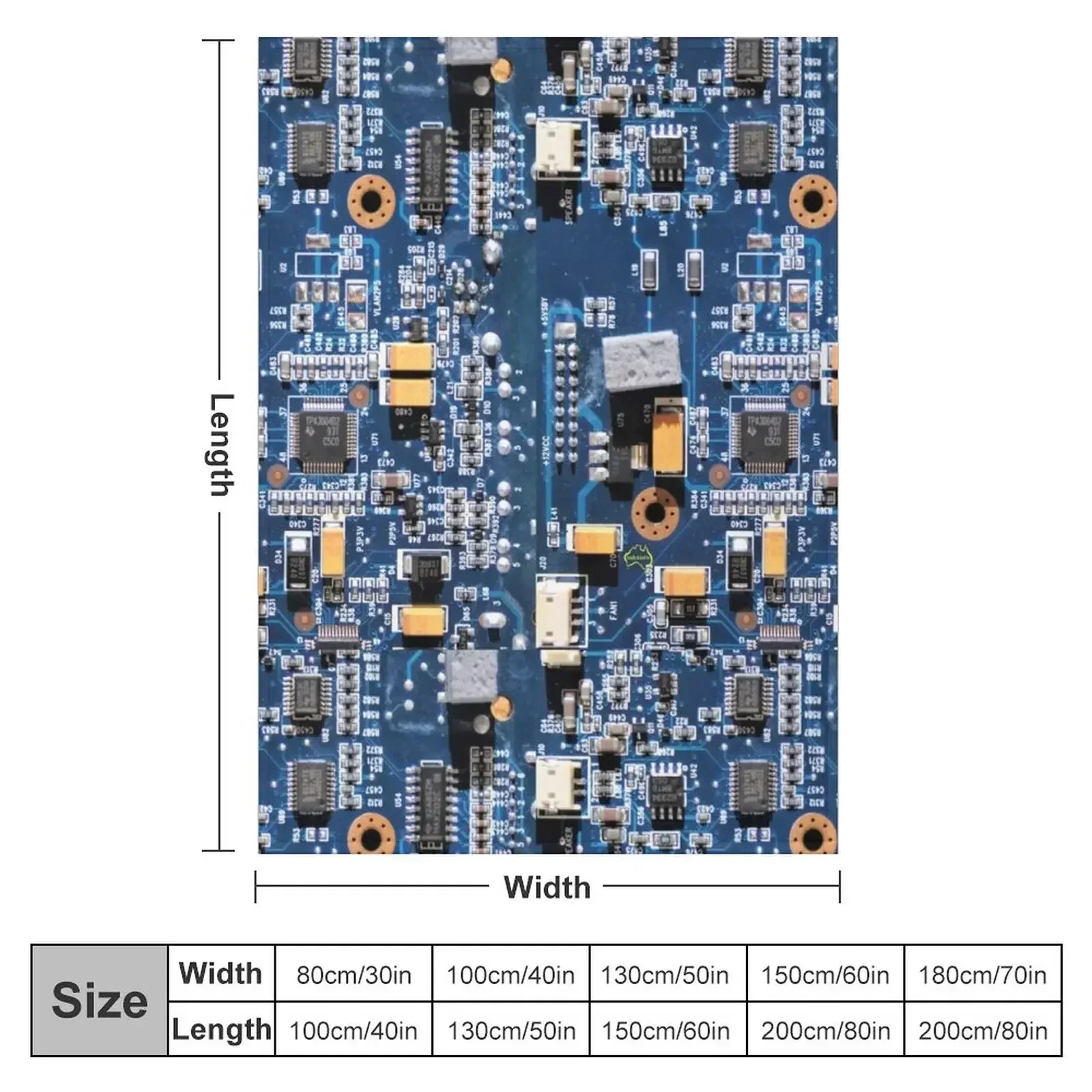 Blue Circuit Board Throw Blanket couch cozy soft plush fuzzy picnic outdoor blanket