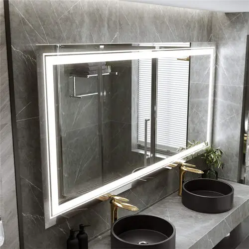 Large Wall-Mounted LED Illuminated Bathroom Mirror Touch Antifog Vanity Mirror Dimmable Commercial-Grade 42