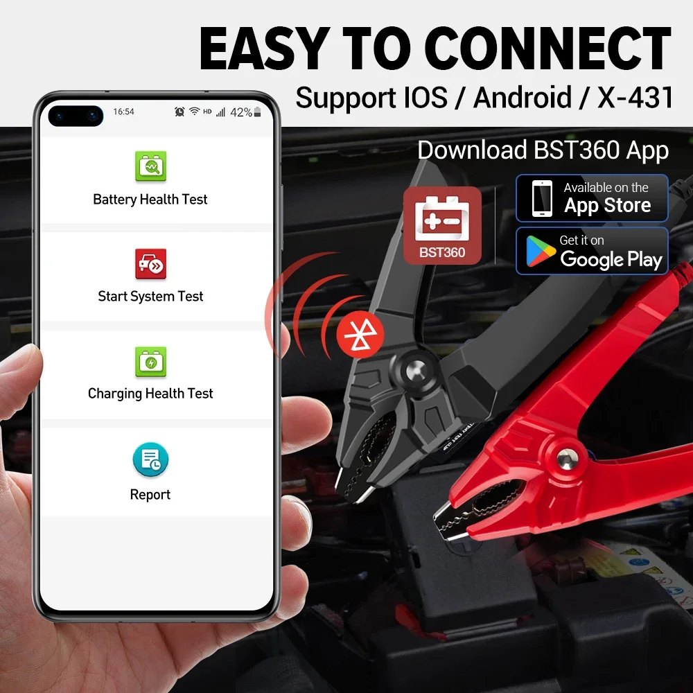 LAUNCH X431 BST-360 Bluetooth Battery check Clip Analyzer 6V 12V 2000CCA BST360 Voltage tester for x431 Adnroid / IOS device