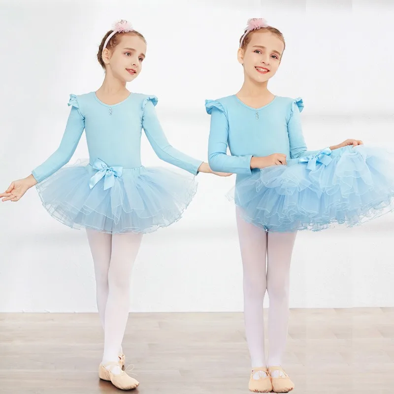 Ballet Tutu vestido de dança para meninas, collant manga curta longa, ginástica para crianças, bailarina, palco escolar, prática de competição