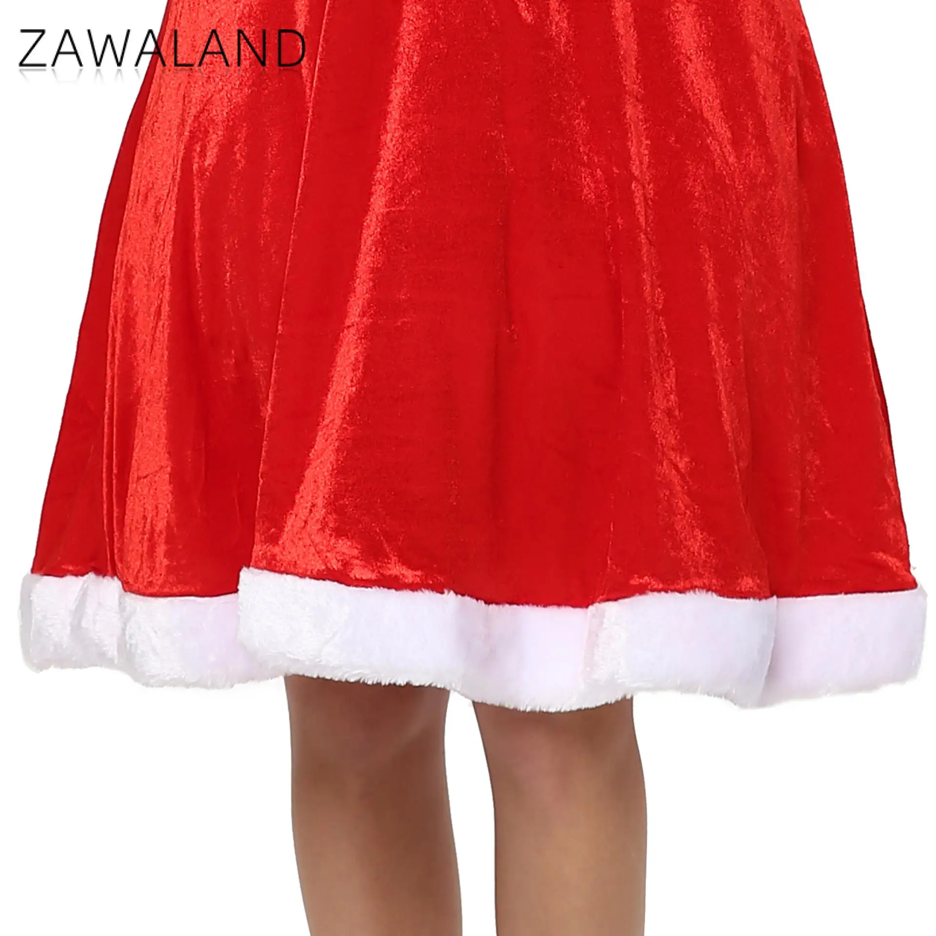 Zawaland Merry Christmas Santa Claus Women Dress with Hats Cape Holiday Cosplay Costume Gift Xmas Funny Clothes Set for Girls