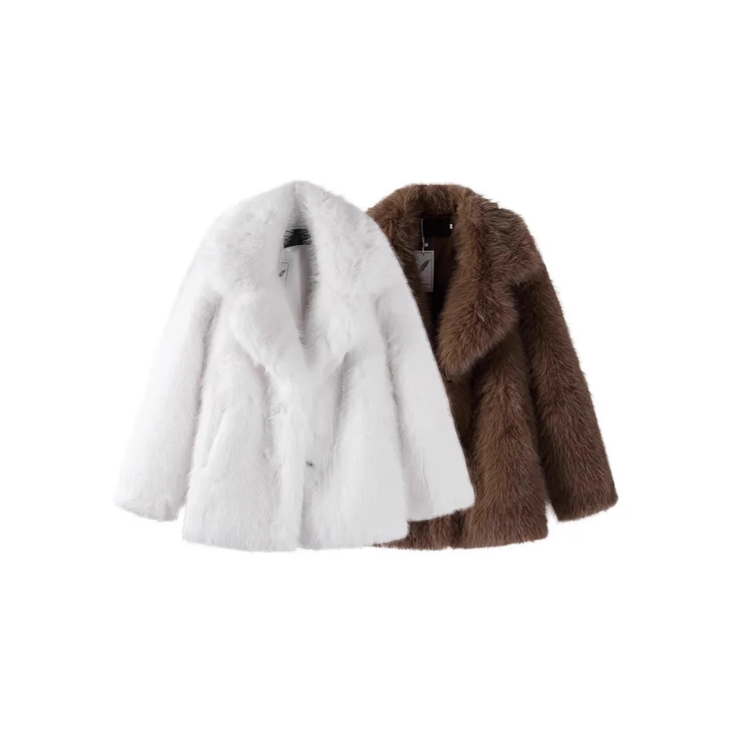2025 سميكة المرأة الشتاء معطف الفرو البيئي متعدد الألوان أزرار خاطفة الإناث فو الفراء سترة مريحة صديقة للبيئة الفراء أبلى لسيدة