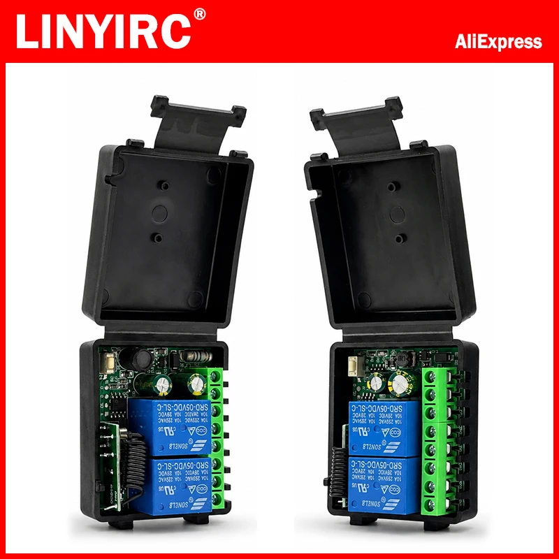 DC6-30V AC85-250V 2CH RF 433MHz Wireless Remote Control Relay Receiver Switch Module for Garage Door Curtain Light Motor Control