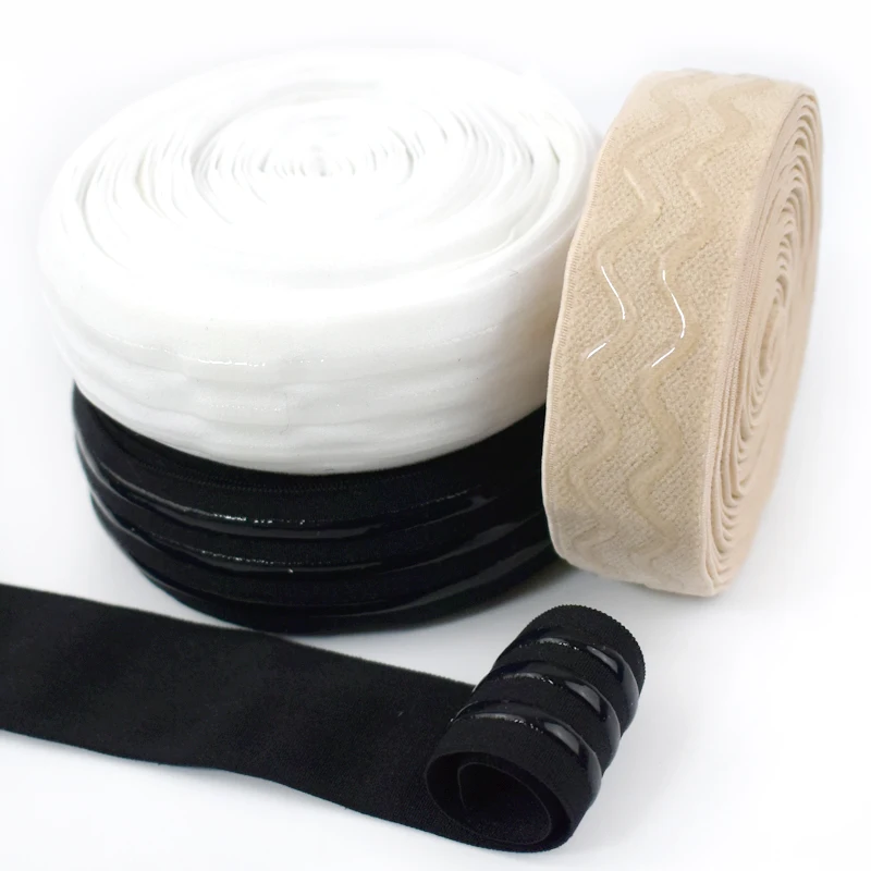 

2-8M Meetee 25/30mm Wide Bra Strap Rubber Bands Non-slip Silicone Elastic Band Underwear Stretchy Ribbon Tape Sewing Accessories