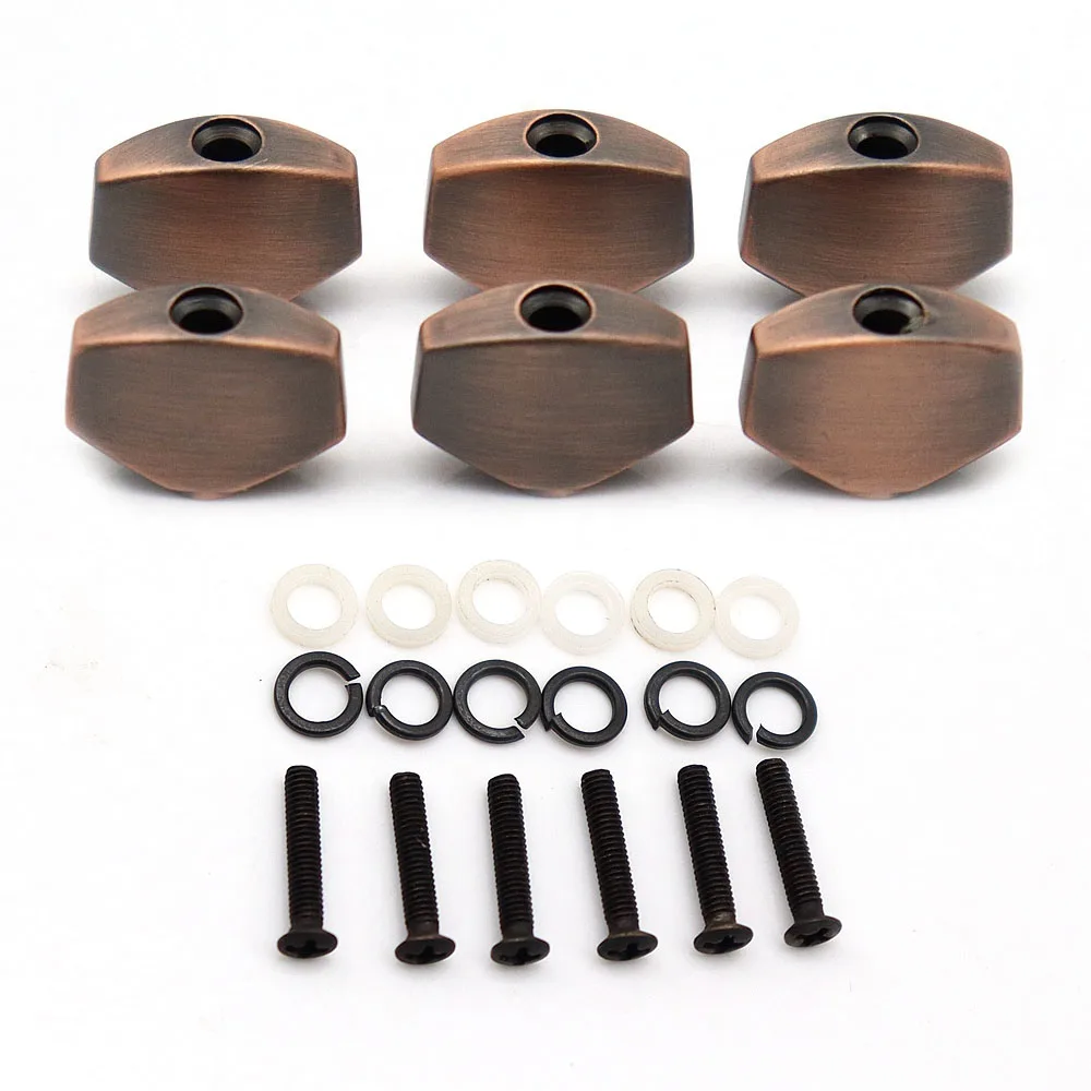 6 Stück Gitarren-Stimmkopf-Knöpfe, Metall-Stimmschlüssel, kleine quadratische Knöpfe, Kopf 3 Farben – Detail 5