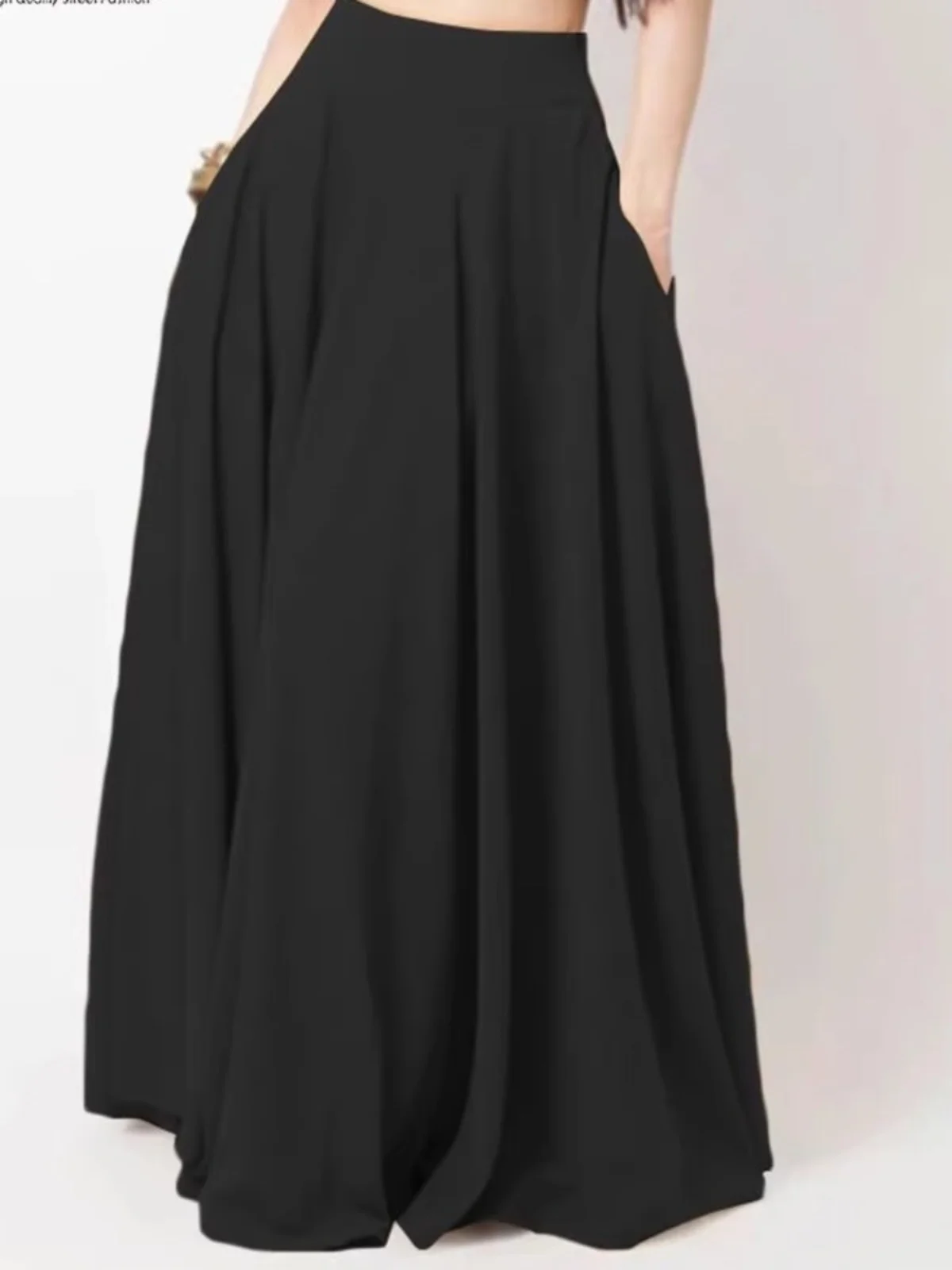 

Длинная юбка с эластичной резинкой на талии и створками, юбка-миди трапециевидной формы, полиэфирная ткань, весна-лето, осень, модный тренд