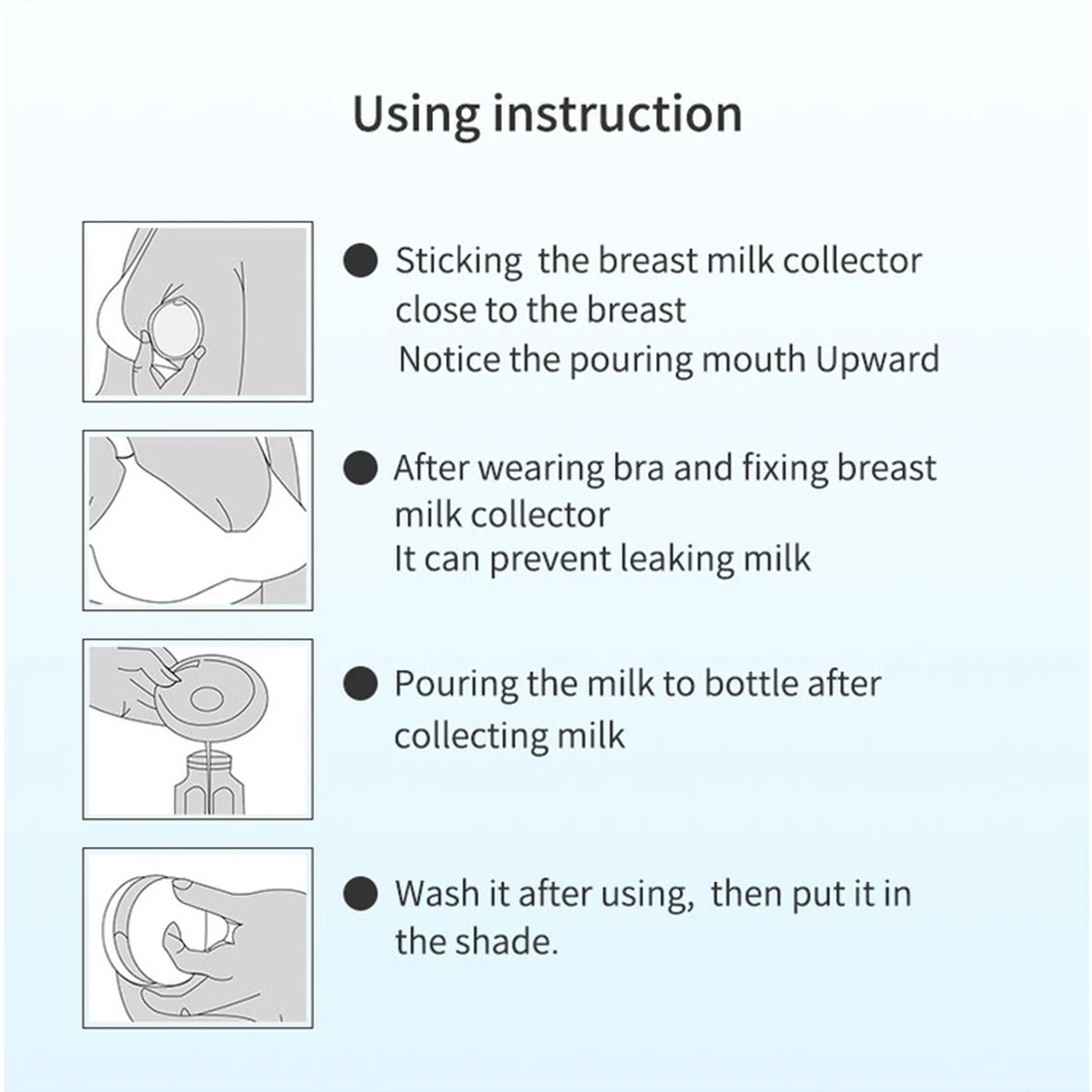 Wearable silicone breast milk collector for breastfeeding mothers to avoid embarrassment of breastfeeding overflow