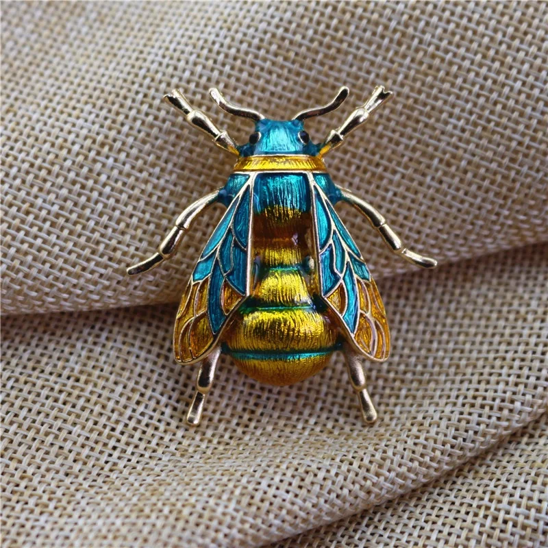 1pcs Enamel Bumblebee Brooch Men Alloy Yellow Bee Insect Pins