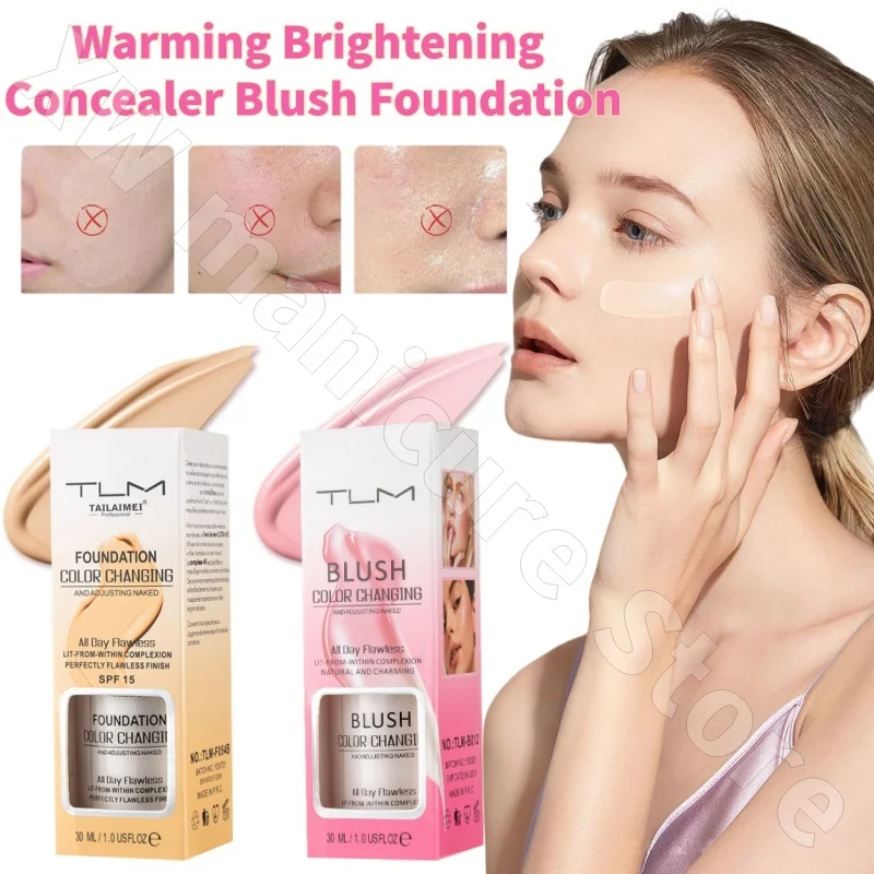 

TaylorMade Warming Blush Liquid Foundation Brightening Moisturizing Concealer Liquid Long-lasting and Not Easy To Fade 30ML