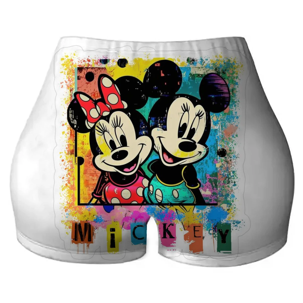カスタムミッキーマウスコラージュマンガワークアウトバレーボールバイカーショーツ女性用ジムヨガショーツ