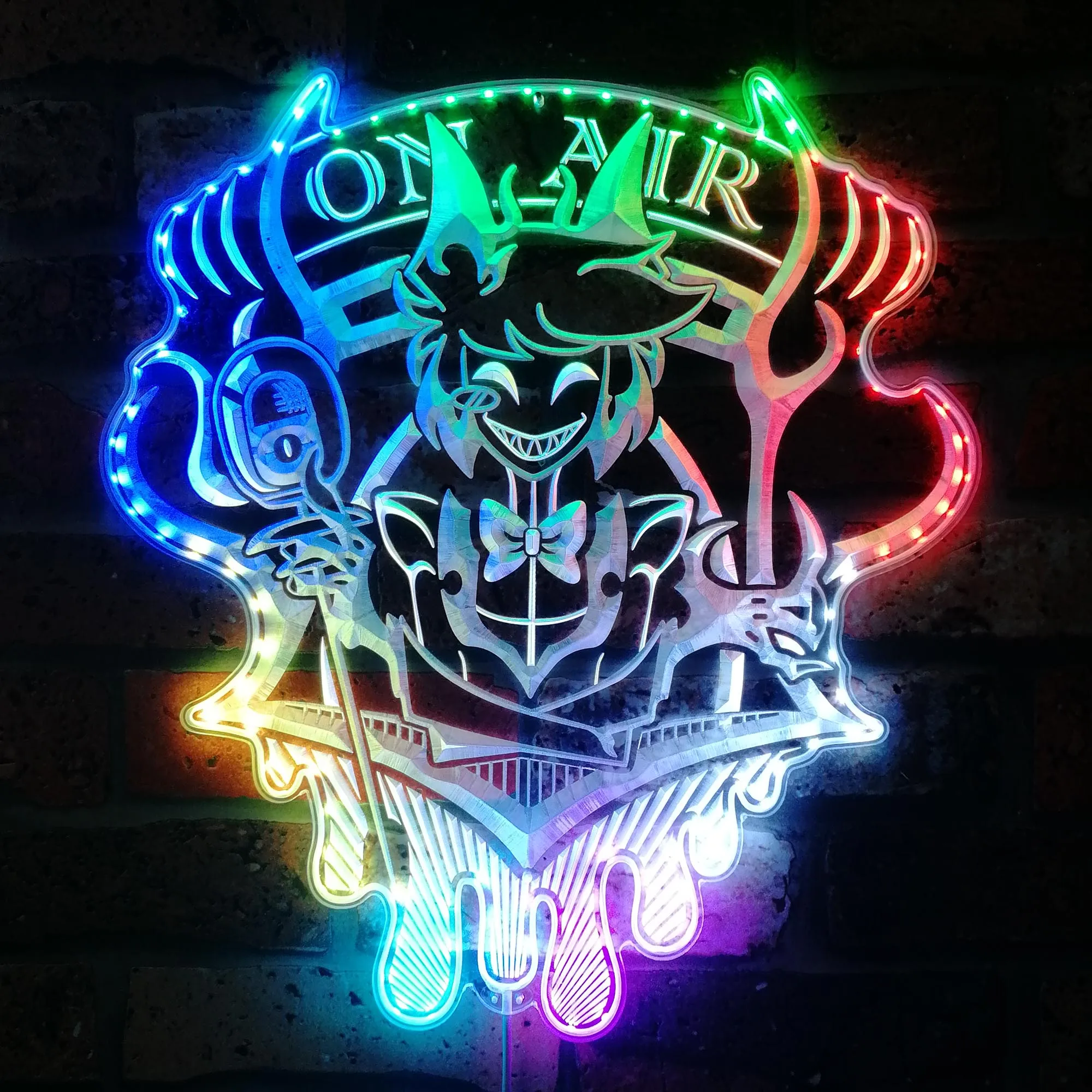 

Hazbin Alastor Hotel Demon on Air Neon Dynamic RGB Edge Lit LED Sign, Alastor Charms Gifts, Radio Demon Gifts