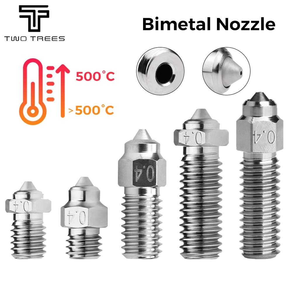 

V6 / Volcano / MK8 Hotend / Neptune4 / K1 Nozzle DLC Hardened Steel & Copper Wear Resistant Bimetal HC Nozzle 3D Printer Part