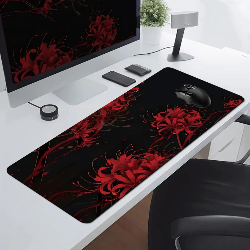CIFBUY Large Mouse Pad Rubber Non Slip Gaming Desk Mat Red Spider Lily Flower Pattern Art Office Laptop Keyboard Protector