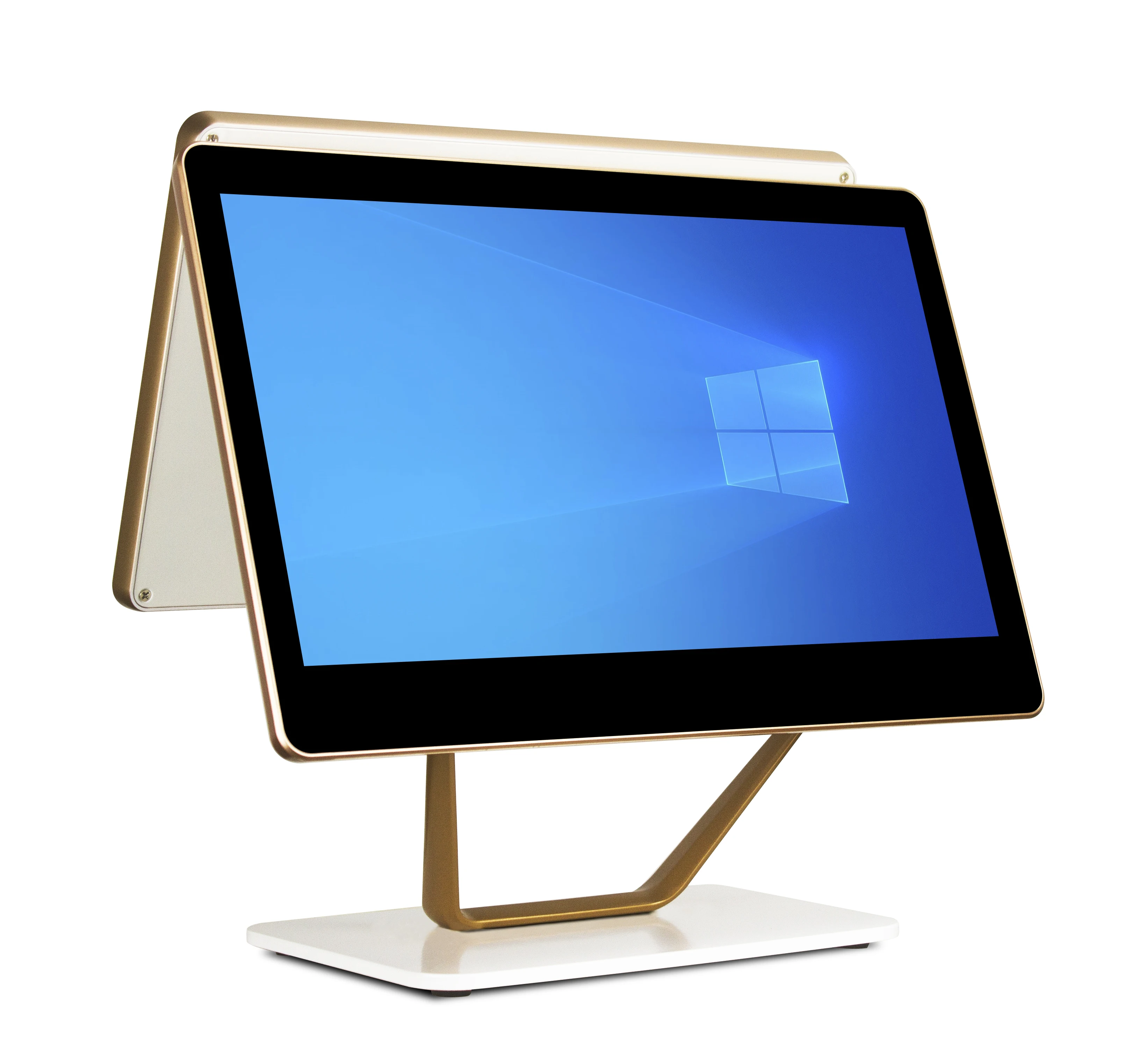 Aluminum Alloy Foldable 15.6''+13.3'' N2840 Dual Screen POS Machine New Cash Register System For Restaurant Point Of Sale