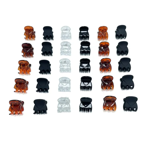 Imagen 2 del producto Pinzas pequeñas de plástico transparente para mujer y niña, pinzas pequeñas de 10mm y 15mm para el pelo, 50 piezas