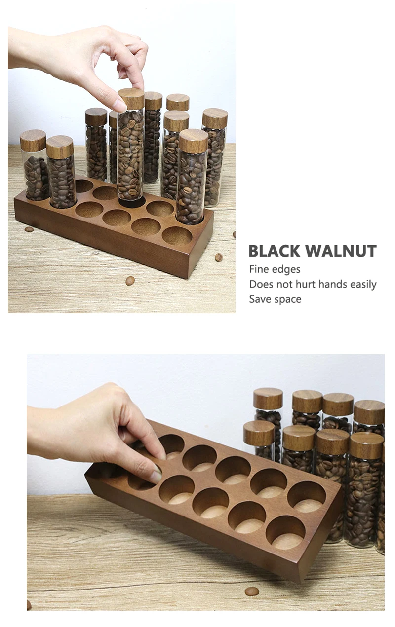 Kaffeebohnen Lagerung Container Rohr Display Rack Tee Flasche Glas Einzelne Dosis Espresso Zubehör Coffeware Set Barista Werkzeug Geschenk – Detail 18
