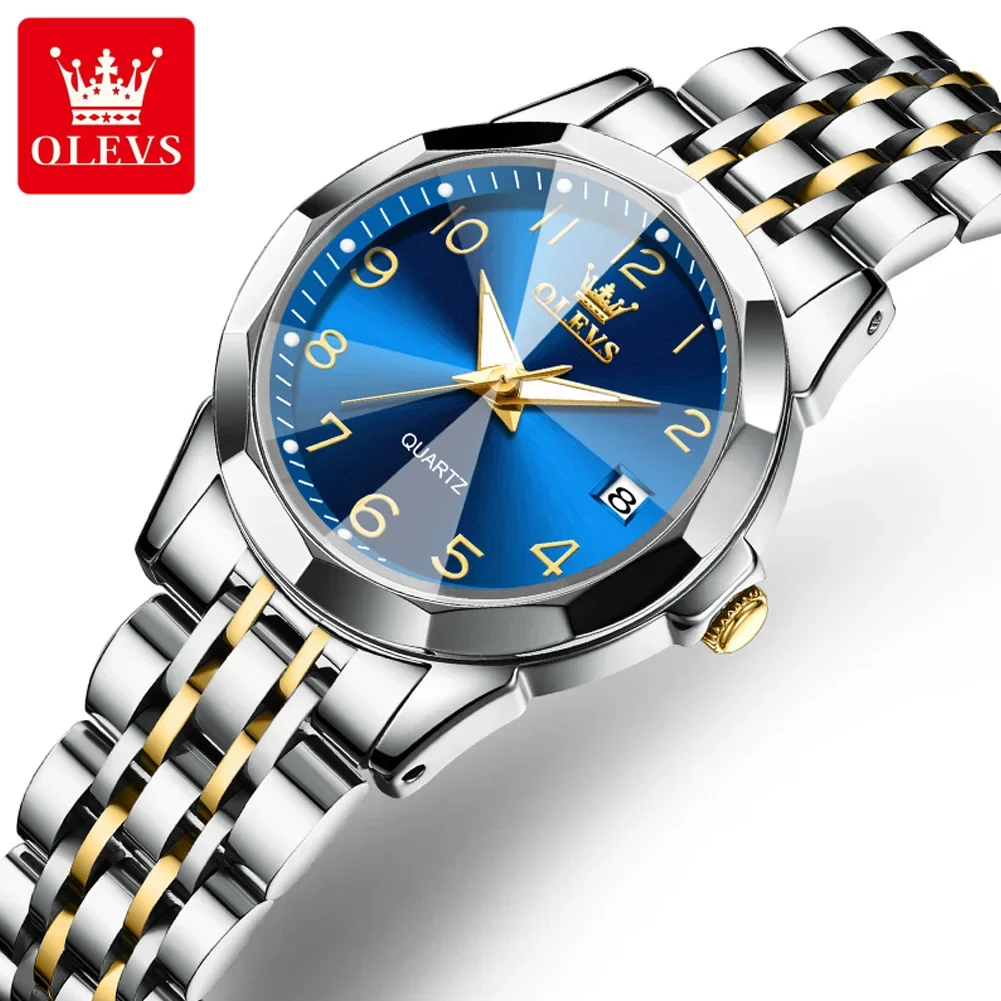 OLEVS 9970 Waterproof Fashion Watch For Women, Quartz Stainless Steel Strap Women Wristwatch Calendar