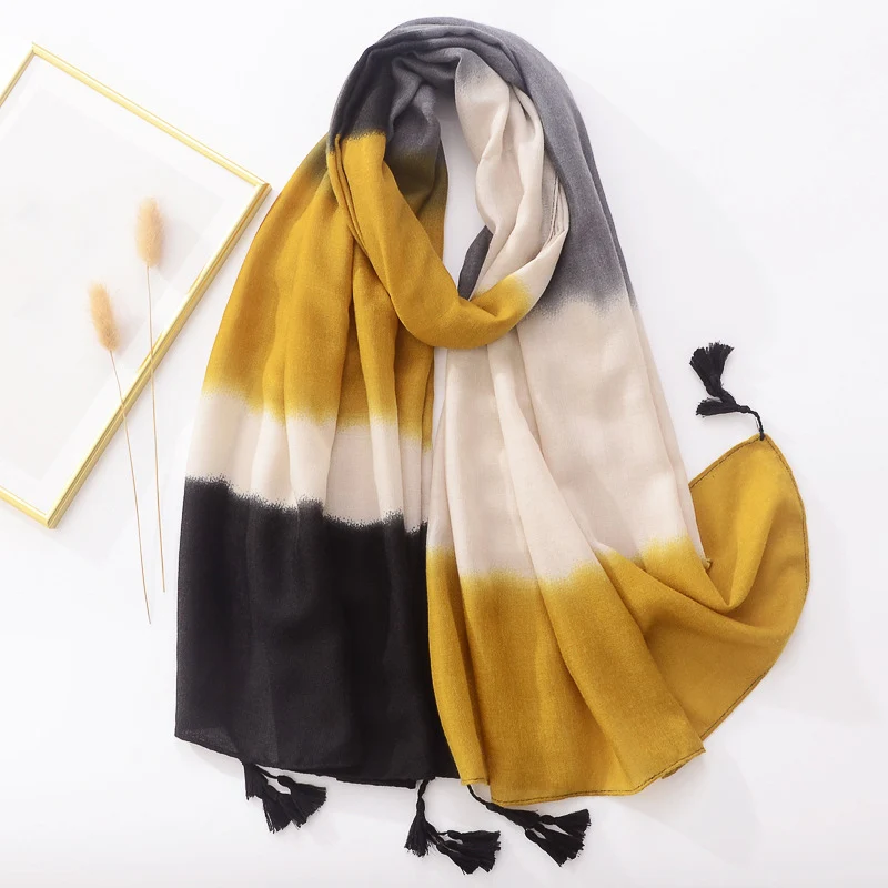 Muslim Woman Hijab Fashion Tassel Scarves For Ladies High Quality Shawl Scarf Pashmina Stole Bufandas Female Foulard Beach Towel