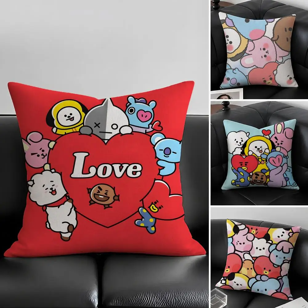 B-BT21-S Cushion Cover Natural Linen Pillowcase Set, All-in-One Decor for Sofa, Bedroom & Chair