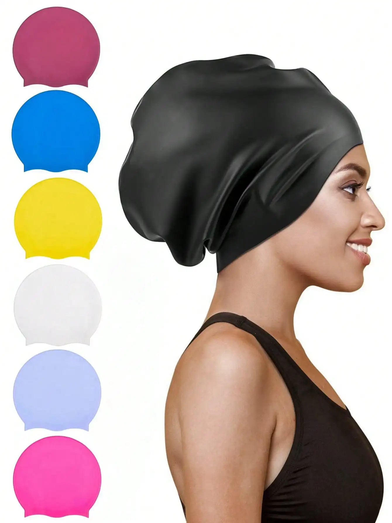 Extra Large Swim Cap for Braids and Dreadlocks, Silicone Swimming Caps for Long Hair, Weaves, Extensions, Curls & Afros, Waterpr