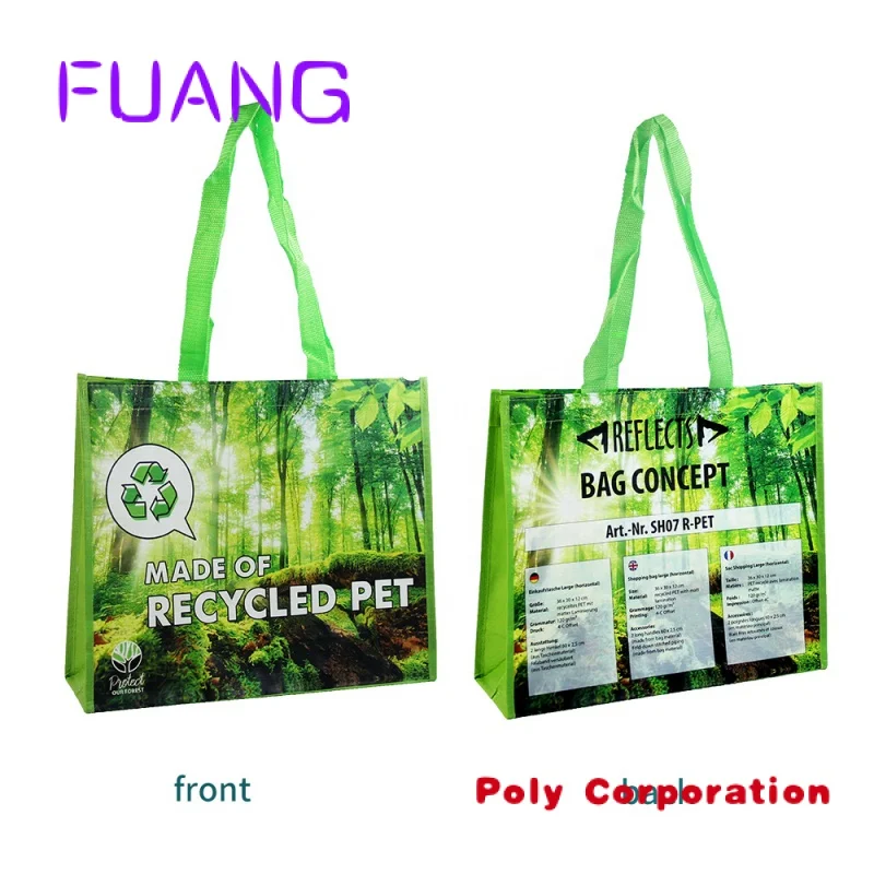 Custom  Custom Printed Waterproof Rpet Pp Non Woven Polypropylene Laminated Shopping Tote Bag With Logo Large