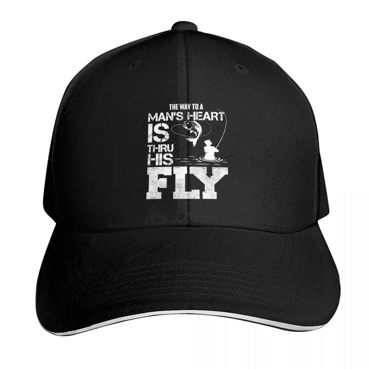 

Funny Fishing Design The Way To A Man's Heart Is Thru His Fly Baseball Cap Gentleman Hat Kids Hat Mens Women's