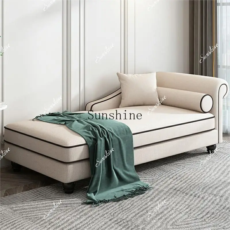 American light luxury fabric linen chaise longue size apartment simple beauty couch  FT