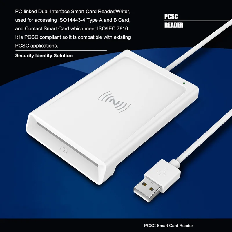 Contact + NFC 2-In-1 Smart Card Reader PC-Linked Dual-Interface Smart Card Reader/Writer Contact PCSC Smart Card Reader-N33R