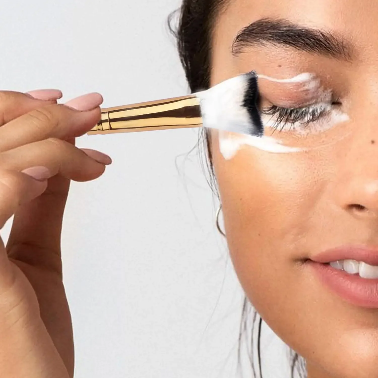 1 Uds. Champú de pestañas cepillo curvo para limpieza de extensiones de pestañas, herramientas de cepillo de baño de eliminación de maquillaje suave