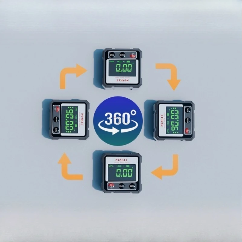 

High Precision Tilt Angle Box Bidirectional Laser Electronic Digital Display Tool Four Magnetic Angle Calibration Slope Meter