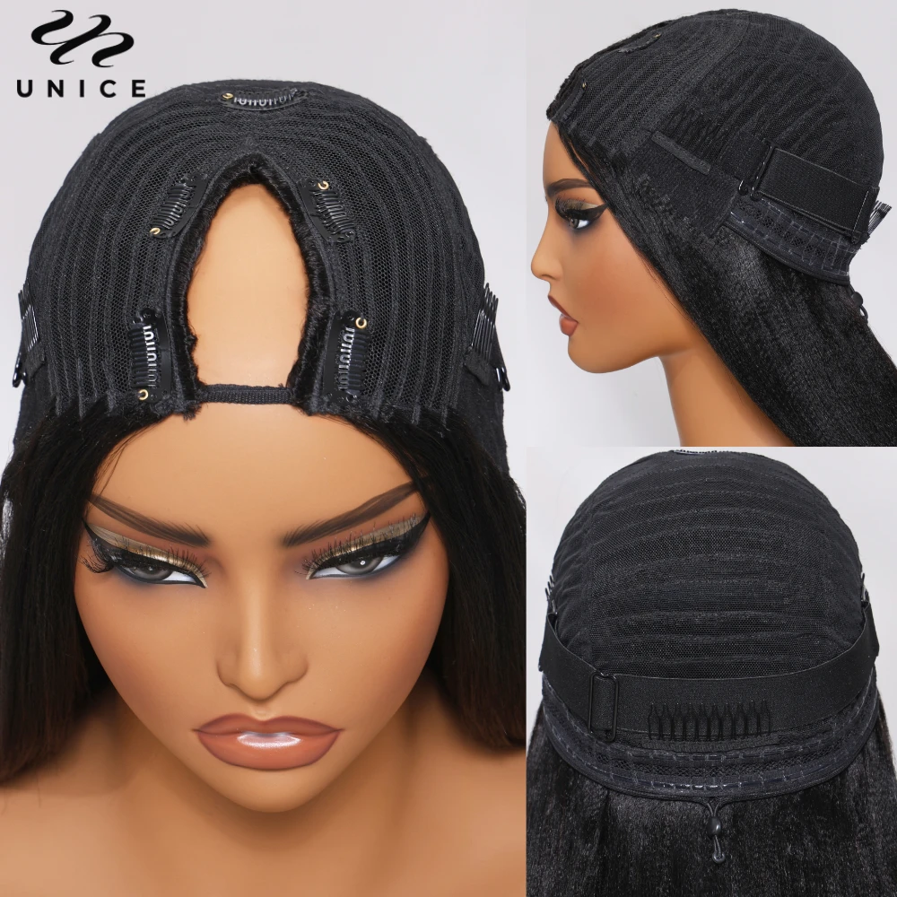 Unice EasiContour V جزء شعر مستعار غريب مجعد معظم الشعر البشري الطبيعي الخامس جزء شعر مستعار الحد الأدنى ترك مزيج سهل